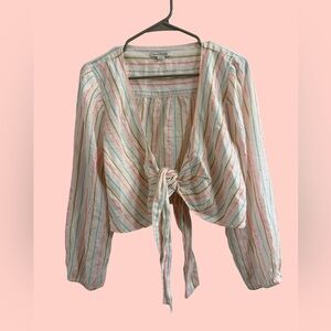 American Eagle Outfitters Multicolor Striped Blouse tie top measurments in pics